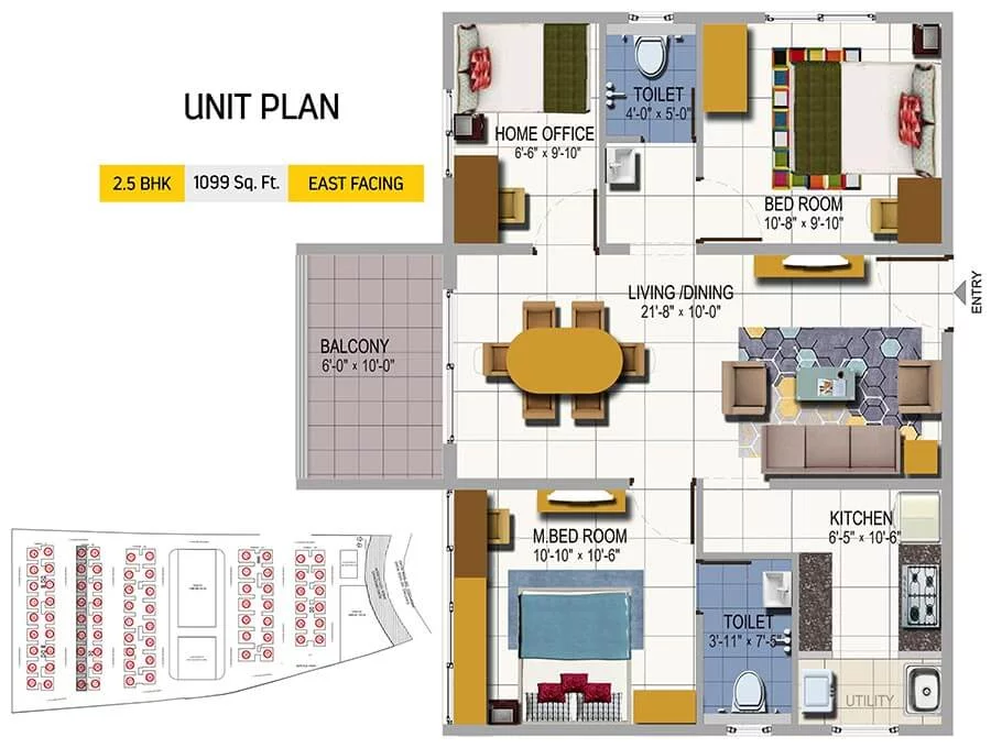 2 BHK Compact Plan